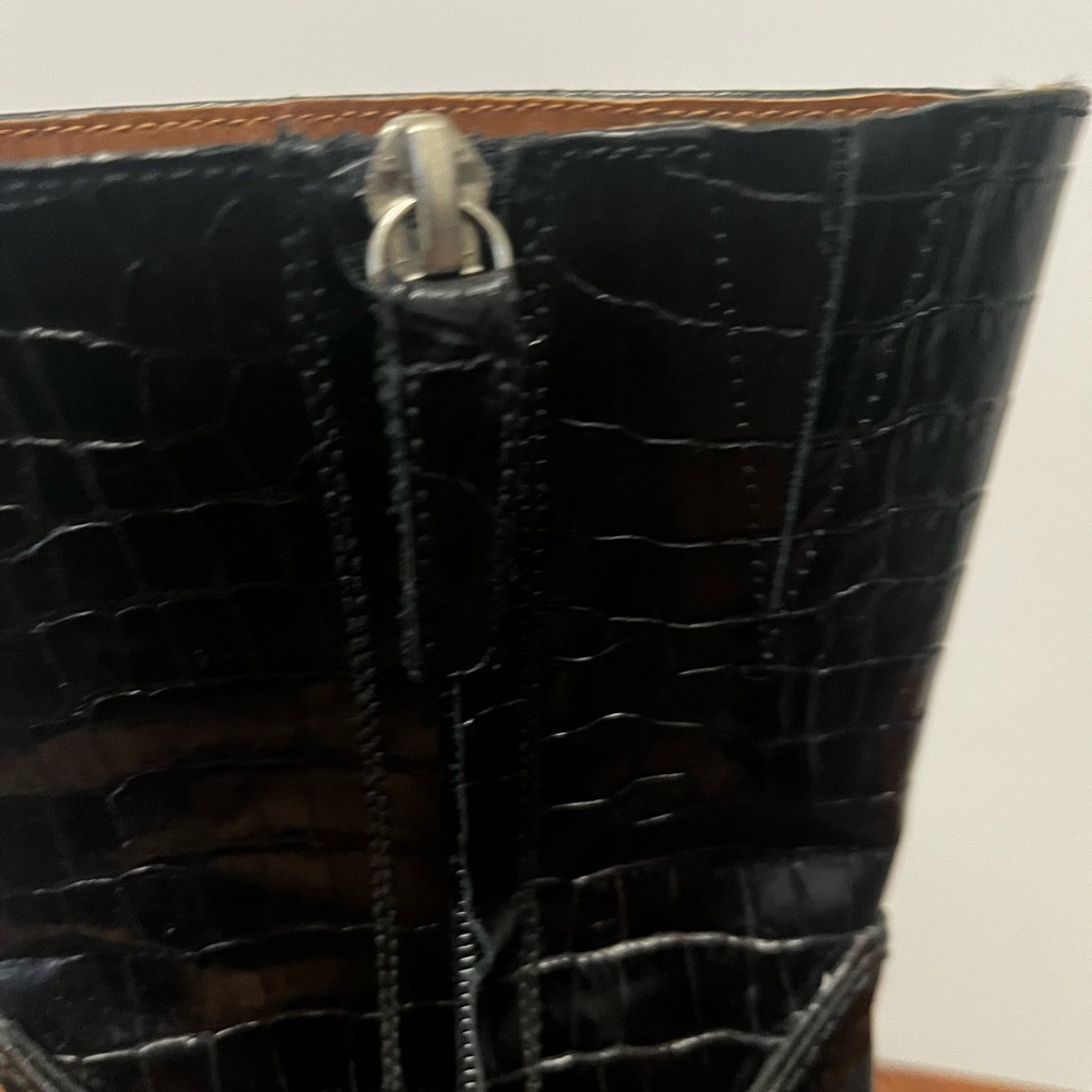 Zara Black Croc-Patterned cowboy Boots - Picture 2 of 6
